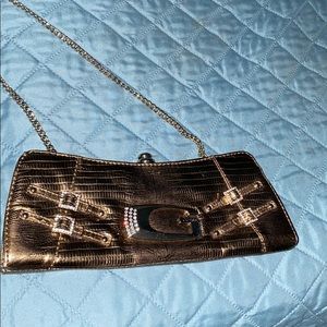 Guess purse gold tone with rhinestones